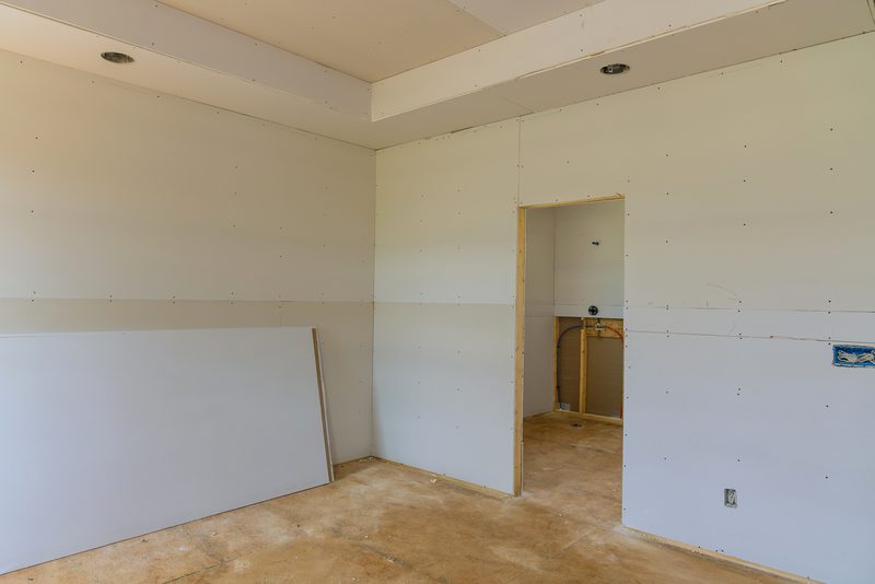 Drywall hanging during water damage reconstruction