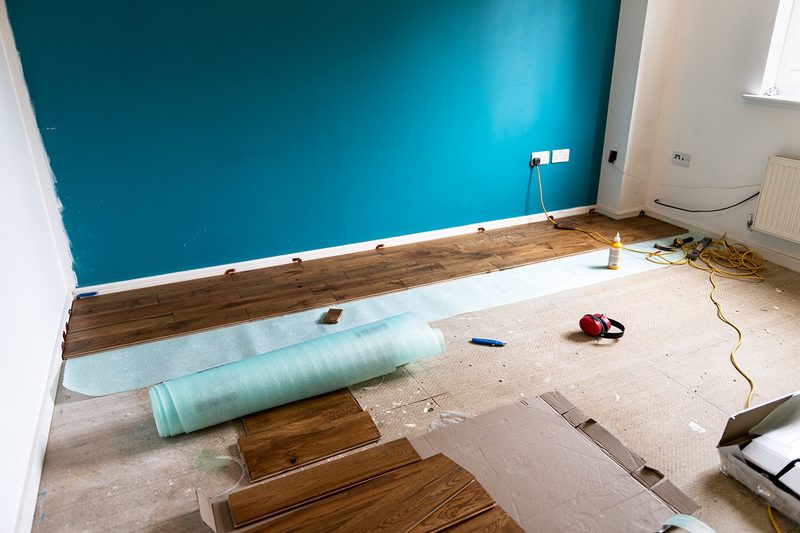 Hardwood floor installation during a rebuild
